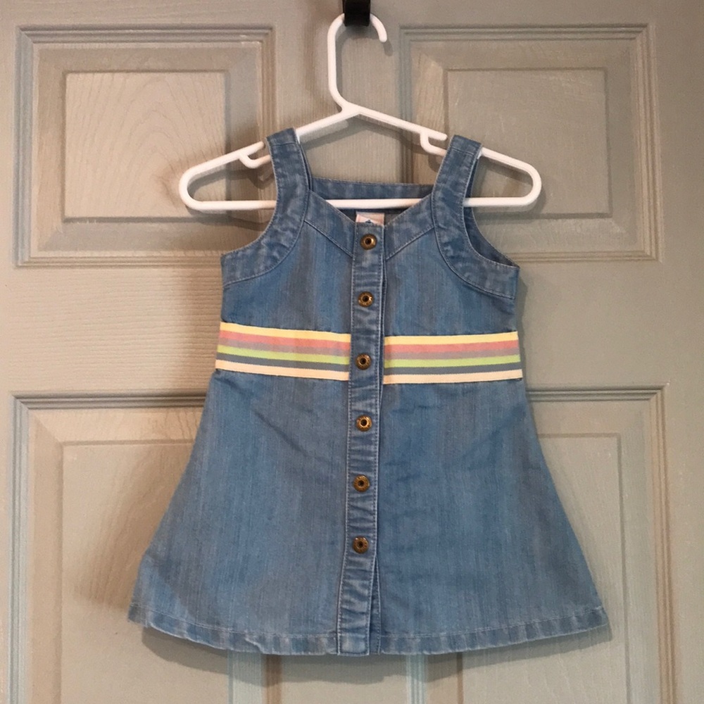 Old Navy 6-12M Vintage Y2K Stylish Multicolor Stripe Blue Denim Kids Dress